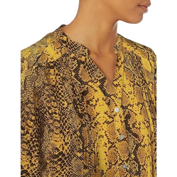 NWT NANETTE Nanette Lepore Snakeskin Button-Down Mandarin Collar Blouse Sz Small - Picture 2 of 6